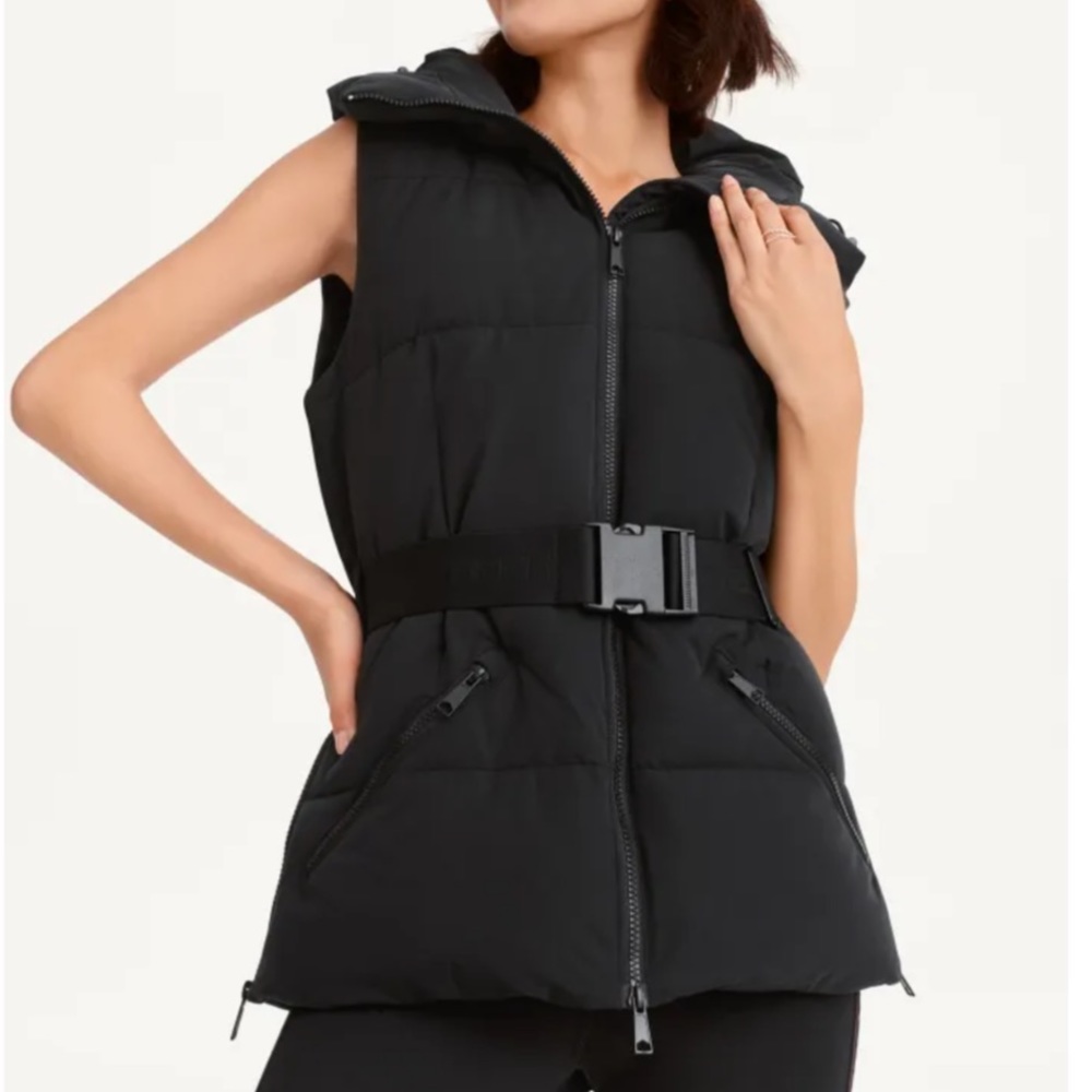 NWT - DKNY Belted Puffer Vest with Hood - MEDIUM
